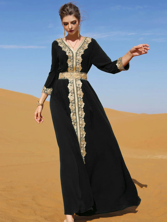 Eid Lace Embroidered Abaya Dress - Muslim House
